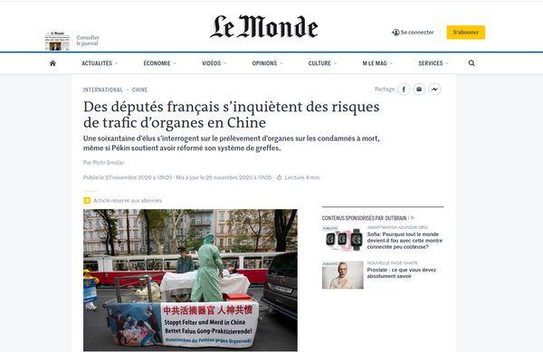 извлечение органов, Le Monde,